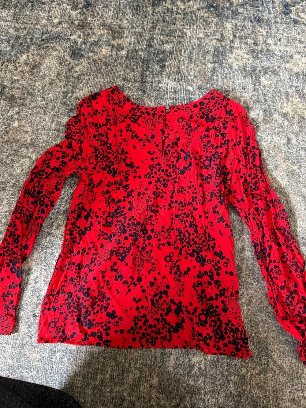 J. Crew Red and Black Floral Blouse